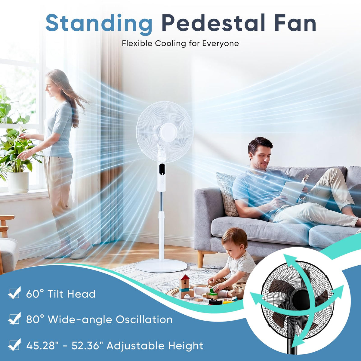 17" Oscillating Pedestal Fan with Remote D54707