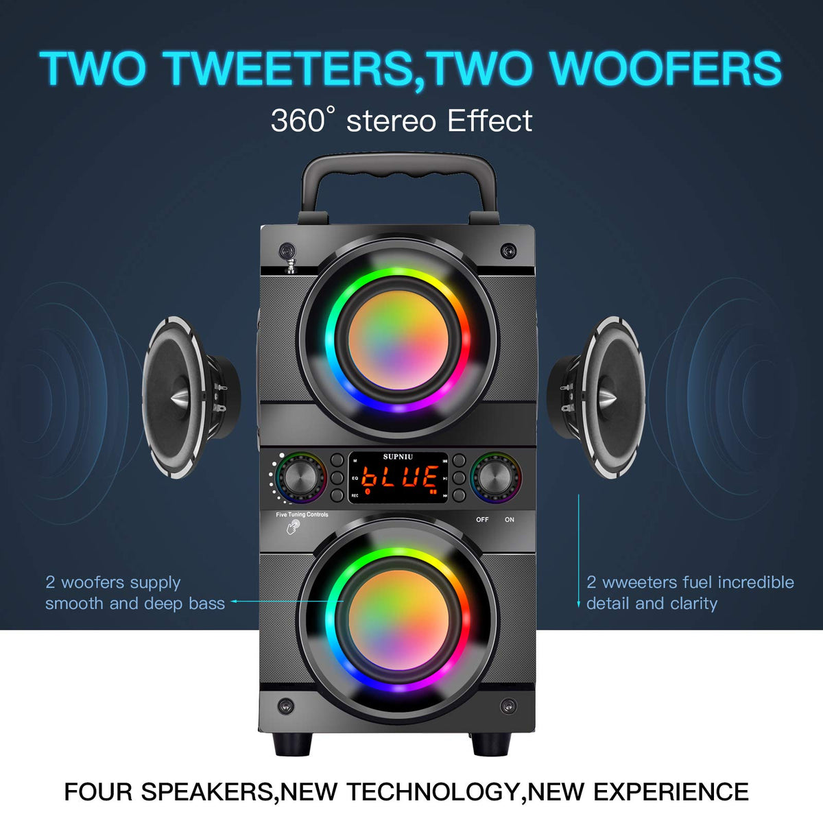 Portable Bluetooth Speaker with Double Subwoofer Heavy Bass F690