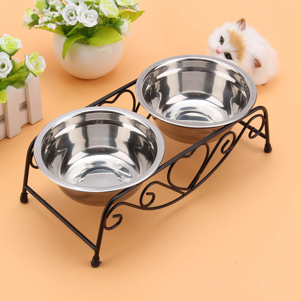 Double Stainless Steel Elevated Dog Bowls with Iron Stand P973168