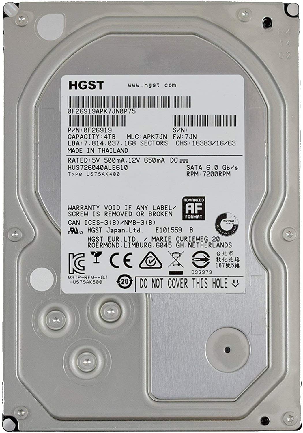 4TB 7200 RPM SATA 3.5" Internal Hard Drive C302