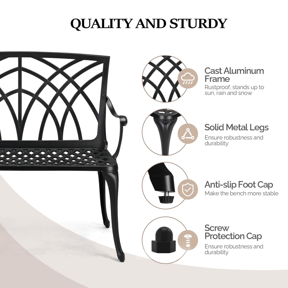 38" Black Metal Outdoor Bench P9996