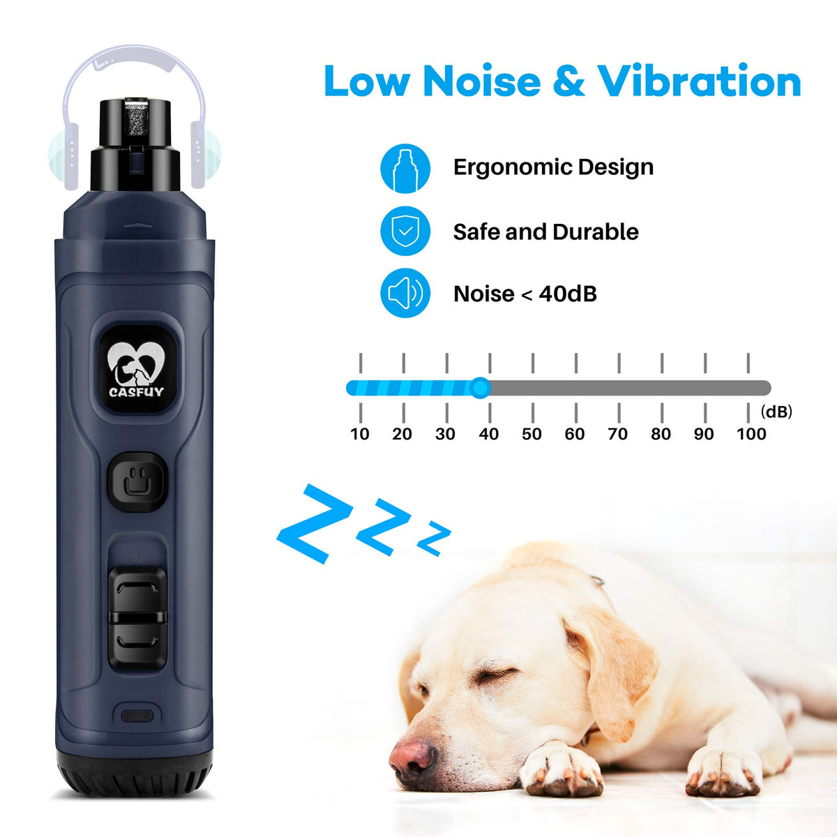 Dog Nail Grinder with 2 LED Light 2-Speed Electric Pet Nail Trimmer Z26087