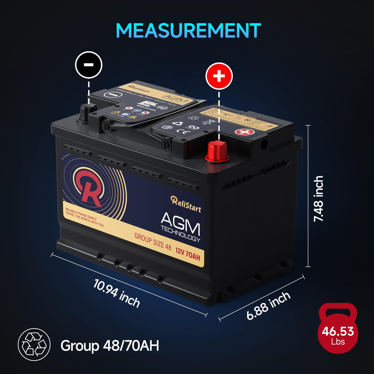 12V 70Ah H6 Car Battery M71210