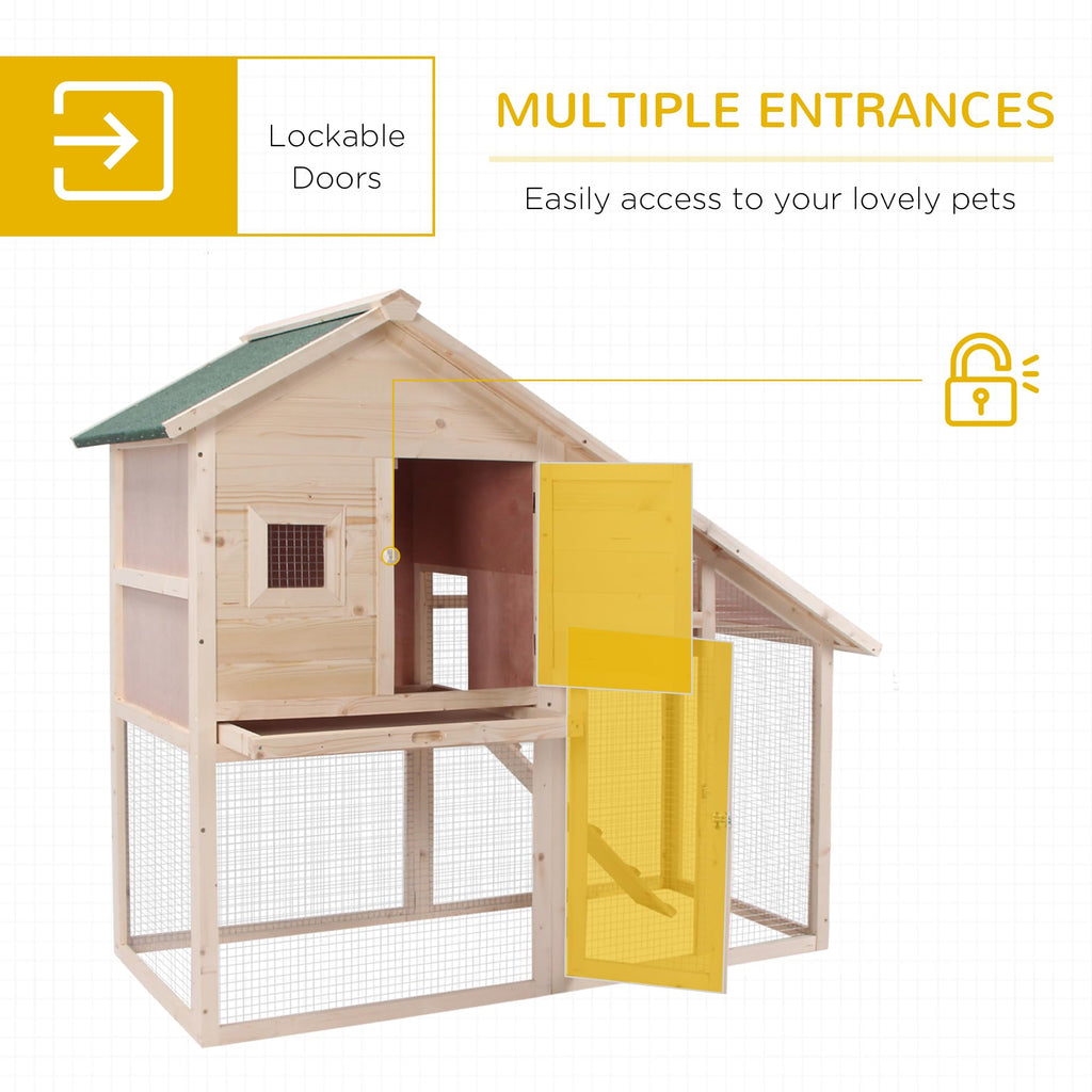 55" 2-Tier Wooden Rabbit Hutch with Ramp U96248