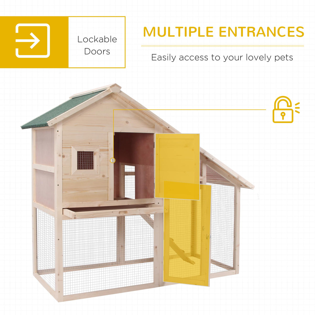 55" 2-Tier Wooden Rabbit Hutch with Ramp U96248