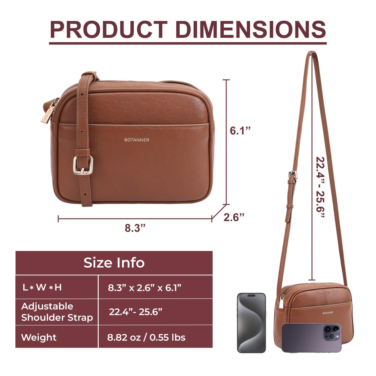 Genuine Leather Crossbody Bag with Adjustable Strap N768185