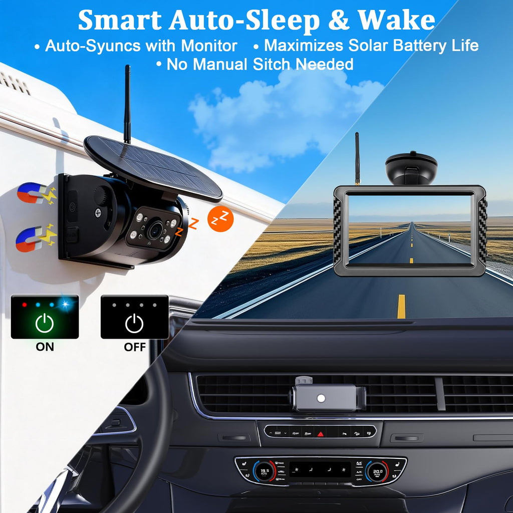 Magnetic Solar Wireless Backup Camera with 5" HD Monitor S993
