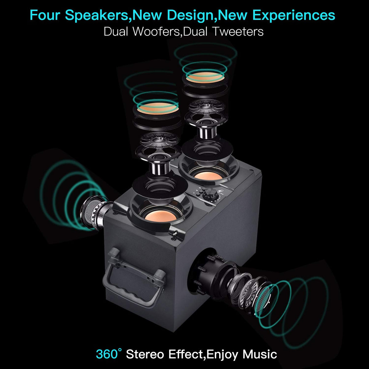 Portable Bluetooth Speaker with Double Subwoofer Heavy Bass F690