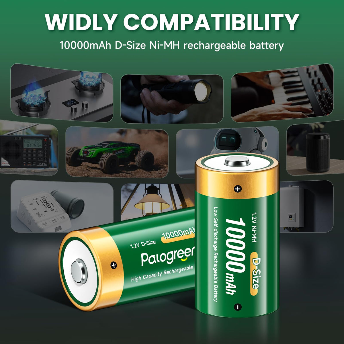 4 Pack 1.2V D Size Rechargeable Batteries J3339