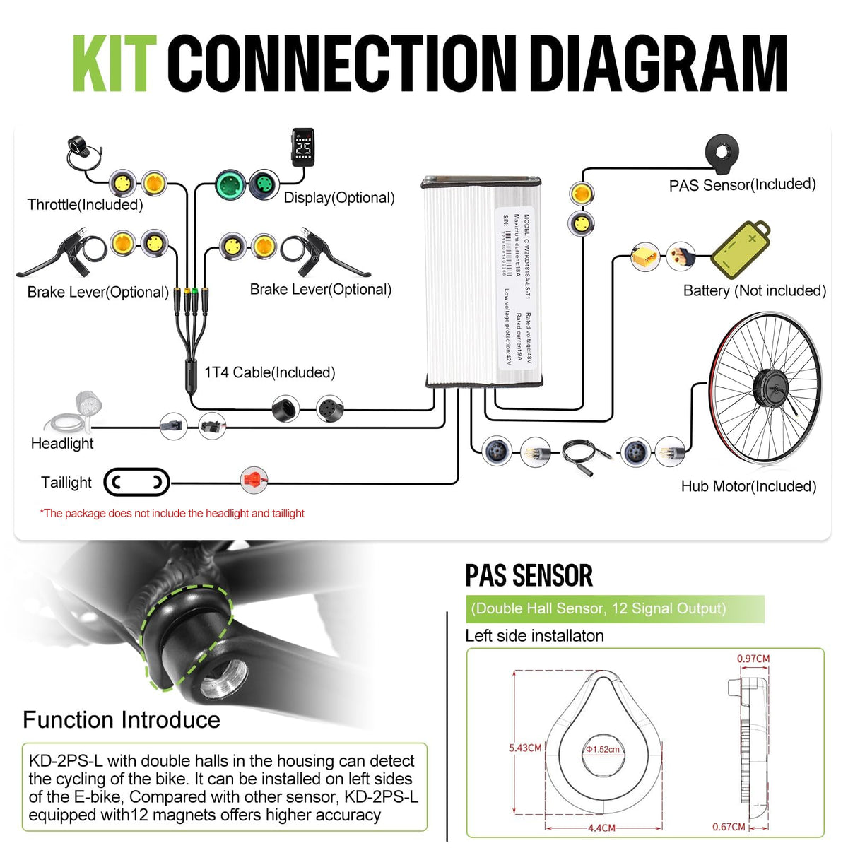 48V 500W Front Hub Motor Ebike Conversion Kit with Display B584