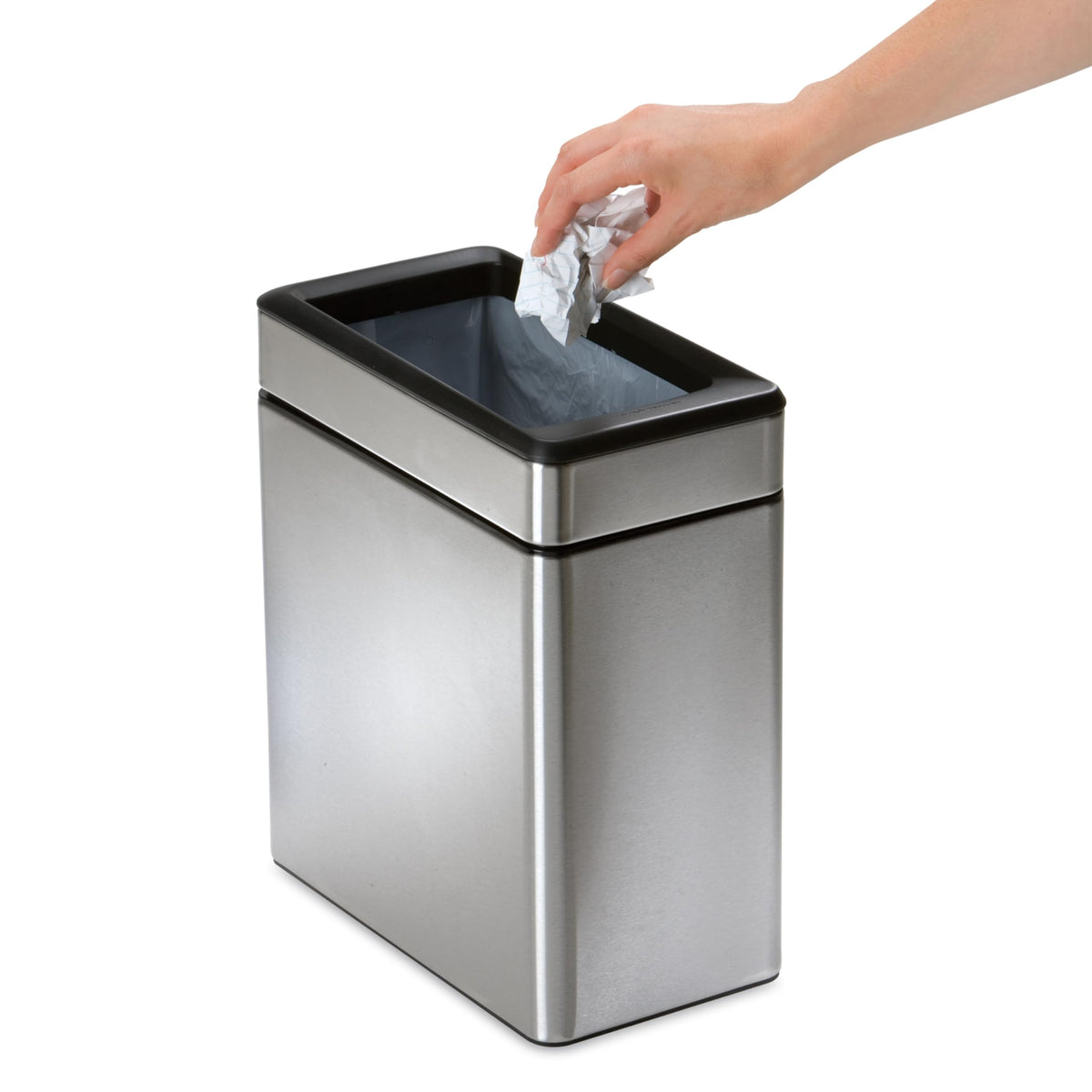 10L Stainless Steel Slim Open Trash Can C736164