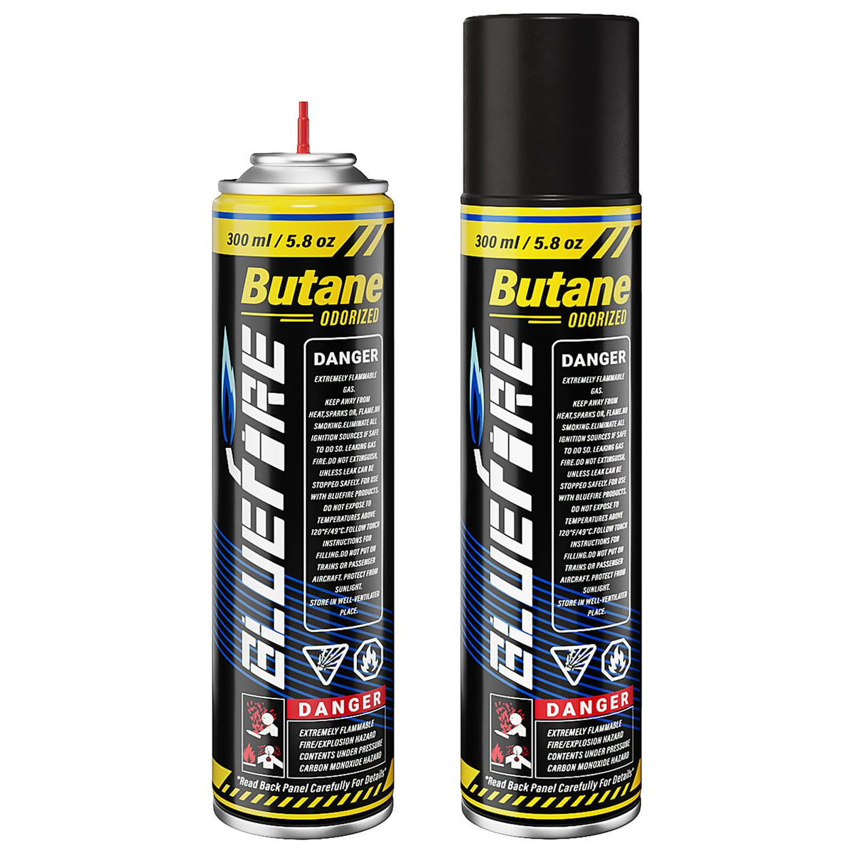 Pack of 2 Butane Fuel Refill 10.56 fl oz Canister with 5 Nozzle Adapters Z305379