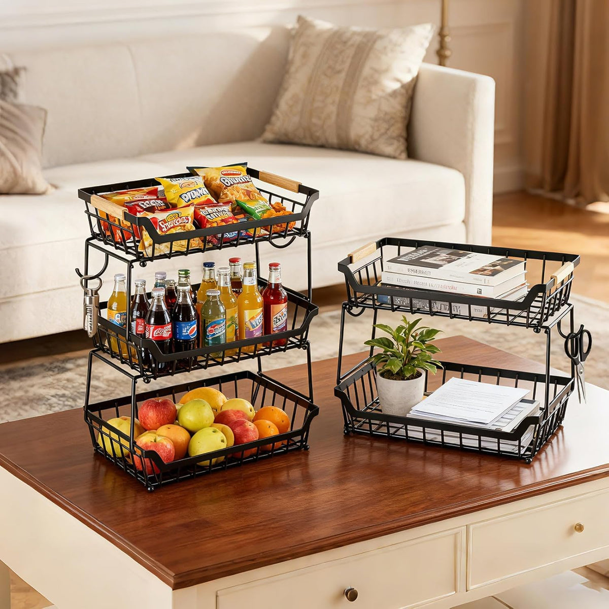 3 Tier Fruit Basket with 2 Banana Hangers E13352