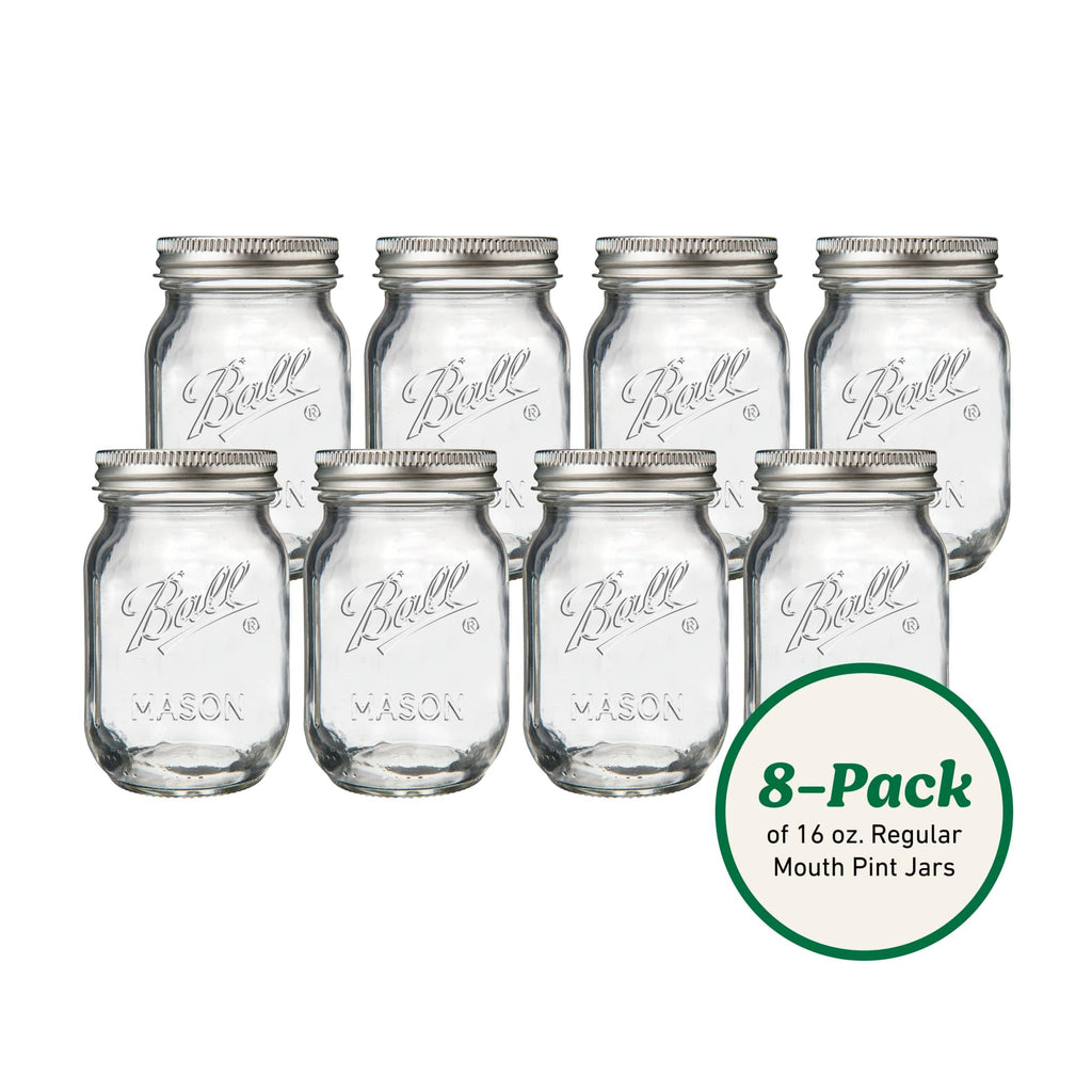 Regular Mouth Pint Glass Mason Jars, 16oz, 8-Count H857