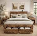 Queen Size Wooden Bed Frame with Storage Drawers W984