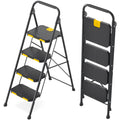 4 Step Steel Step Stool with Safe-Lock, Black Y67712