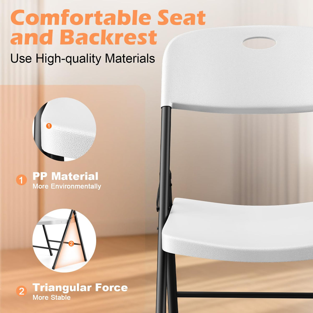 2 Pack White Plastic Folding Chairs H736285