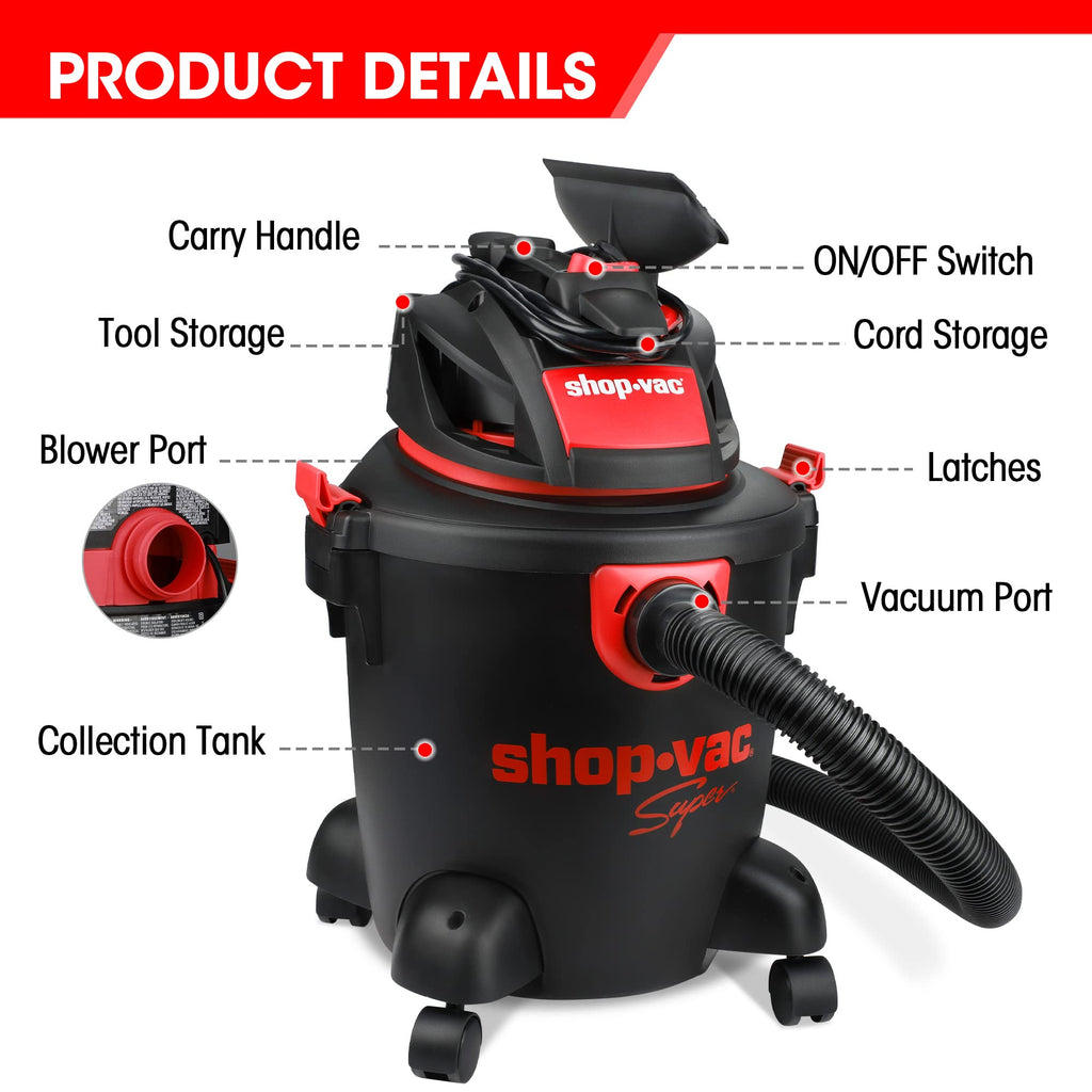 5 Gallon 3.5 Peak HP Wet/Dry Vacuum T283