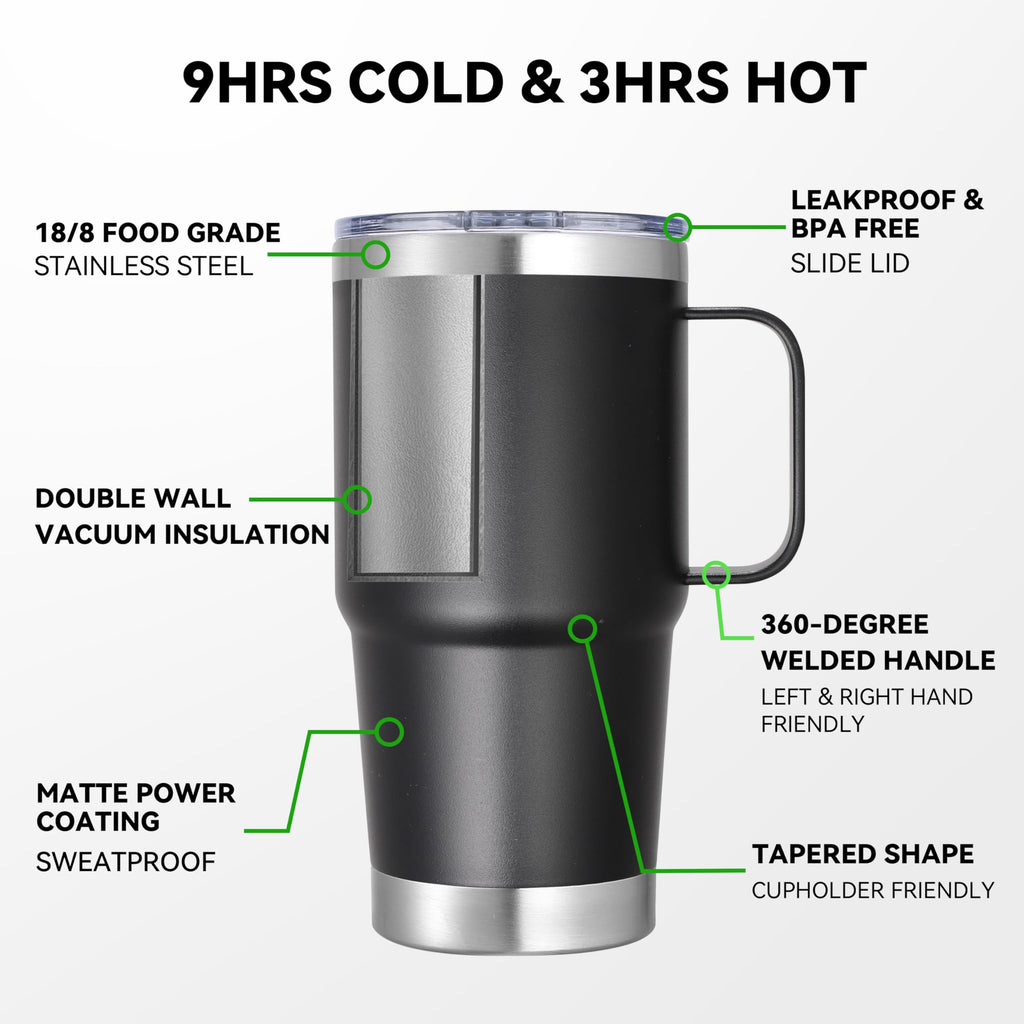 20 oz Stainless Steel Insulated Tumbler with Handle Lid and Straw M872