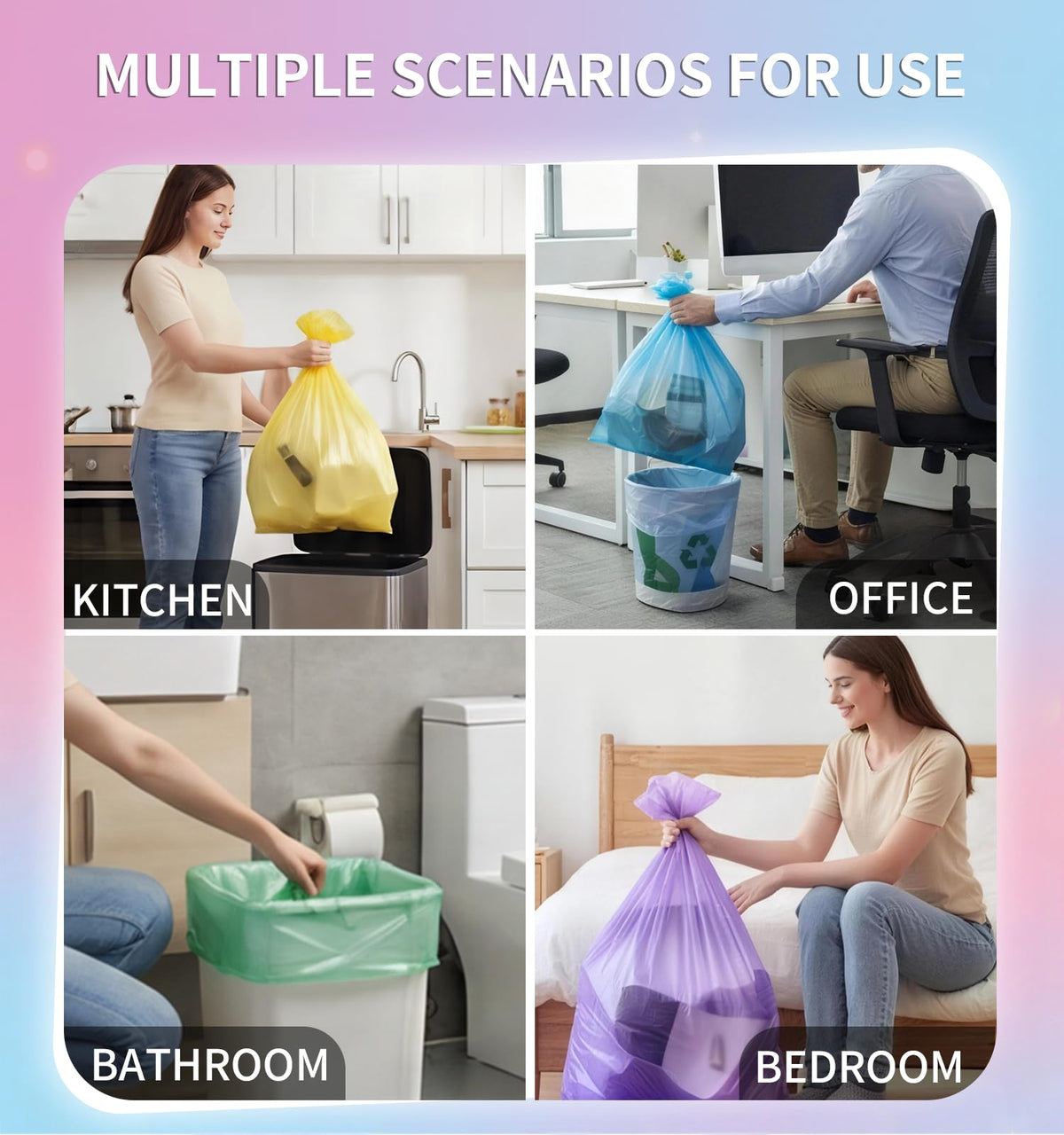 4 Gallon 0.86 Mil Unscented 150 Count Small Trash Bags P7235