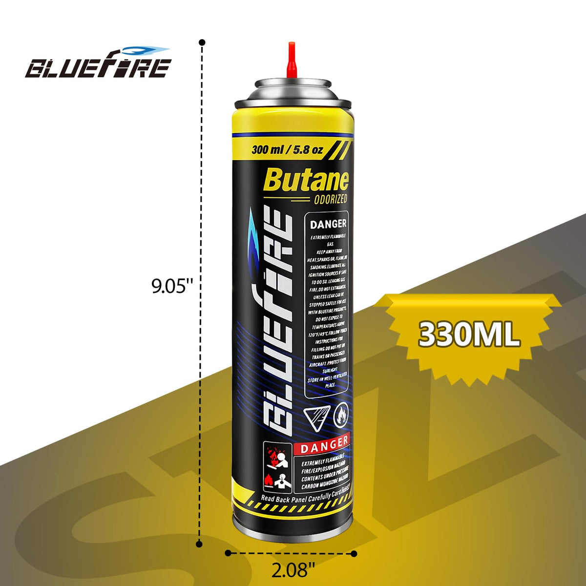 Pack of 2 Butane Fuel Refill 10.56 fl oz Canister with 5 Nozzle Adapters Z305379