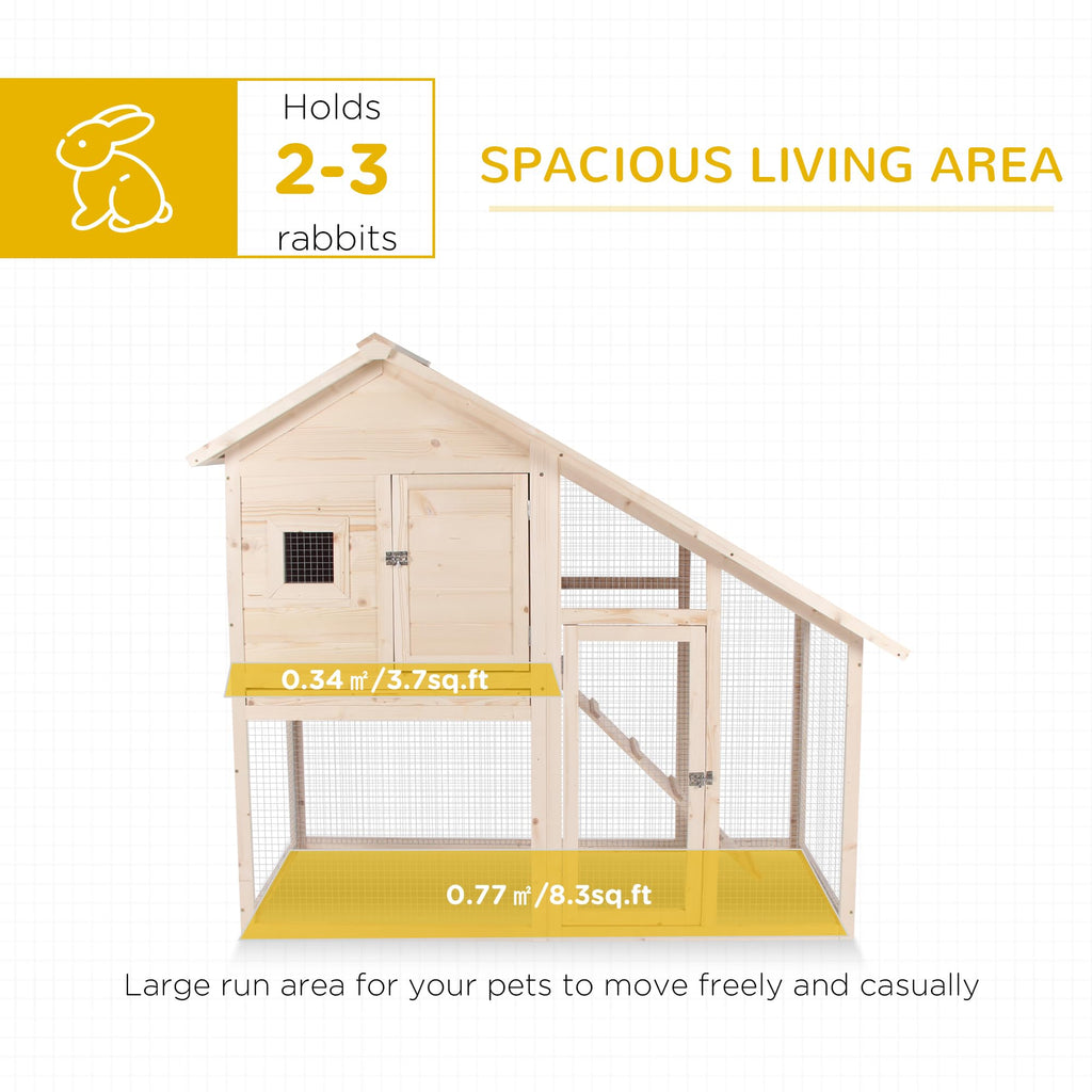 55" 2-Tier Wooden Rabbit Hutch with Ramp U96248
