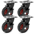 5 Inch Heavy Duty Rubber Casters Set of 4 with Brake Z221
