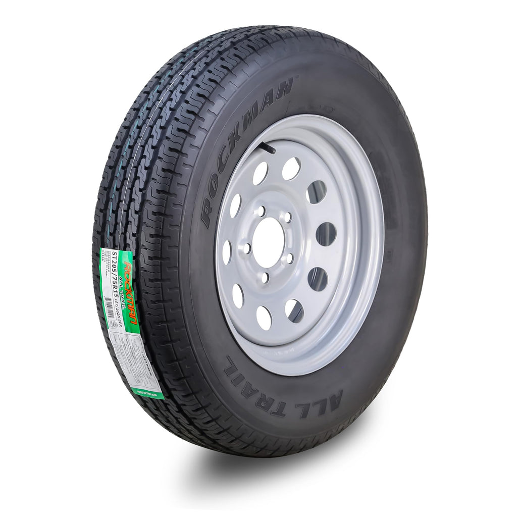 Trailer Tire Wheel ST205/75R15 8-Ply Silver Mod Rim M852137