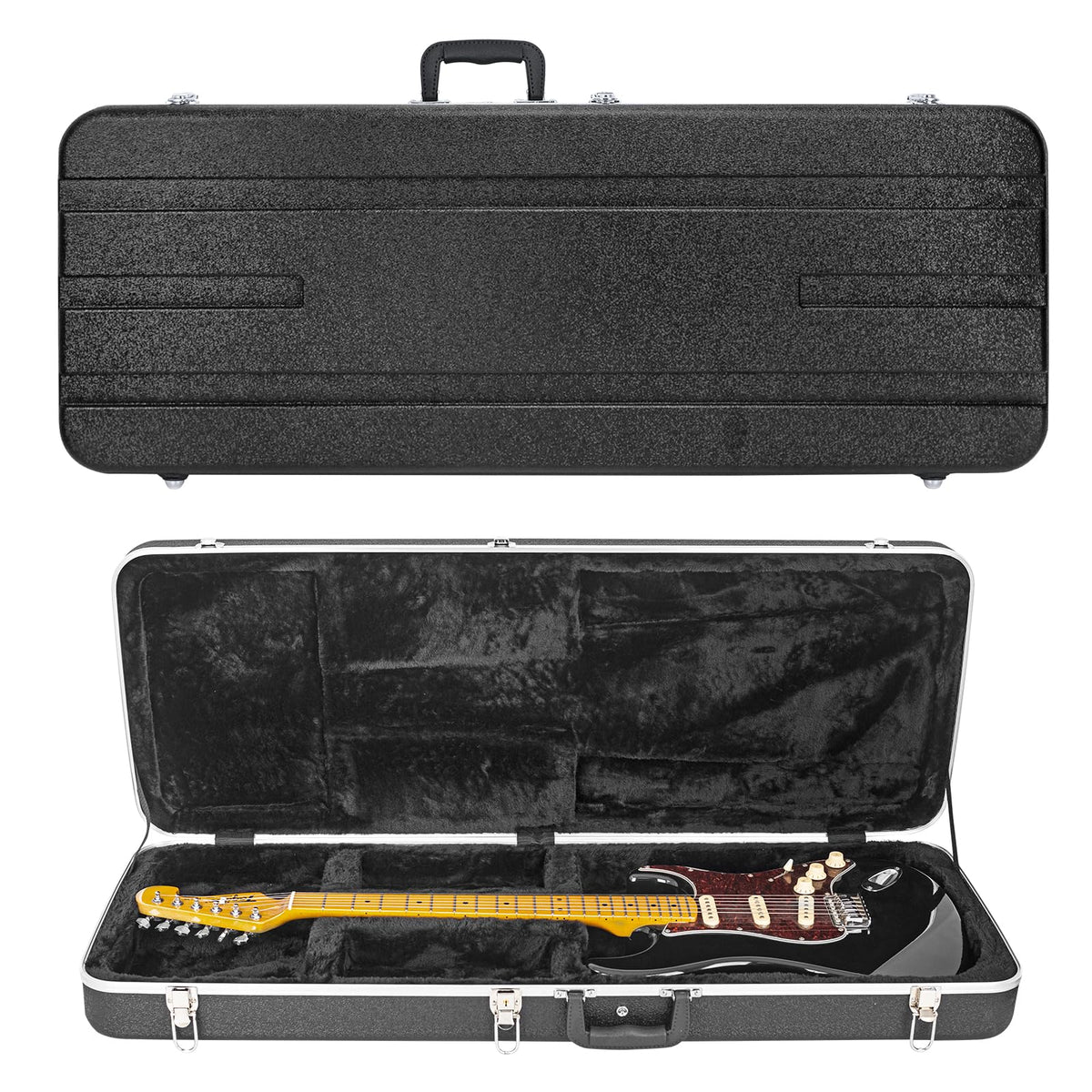ABS Electric Guitar Hard Case 1.1 Inch Foam Plush Interior Black I382540