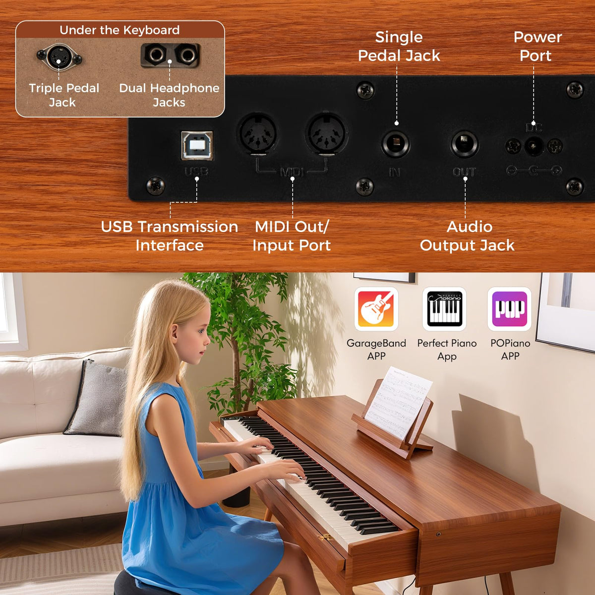 88 Key Weighted Digital Piano with Triple Pedals N49936