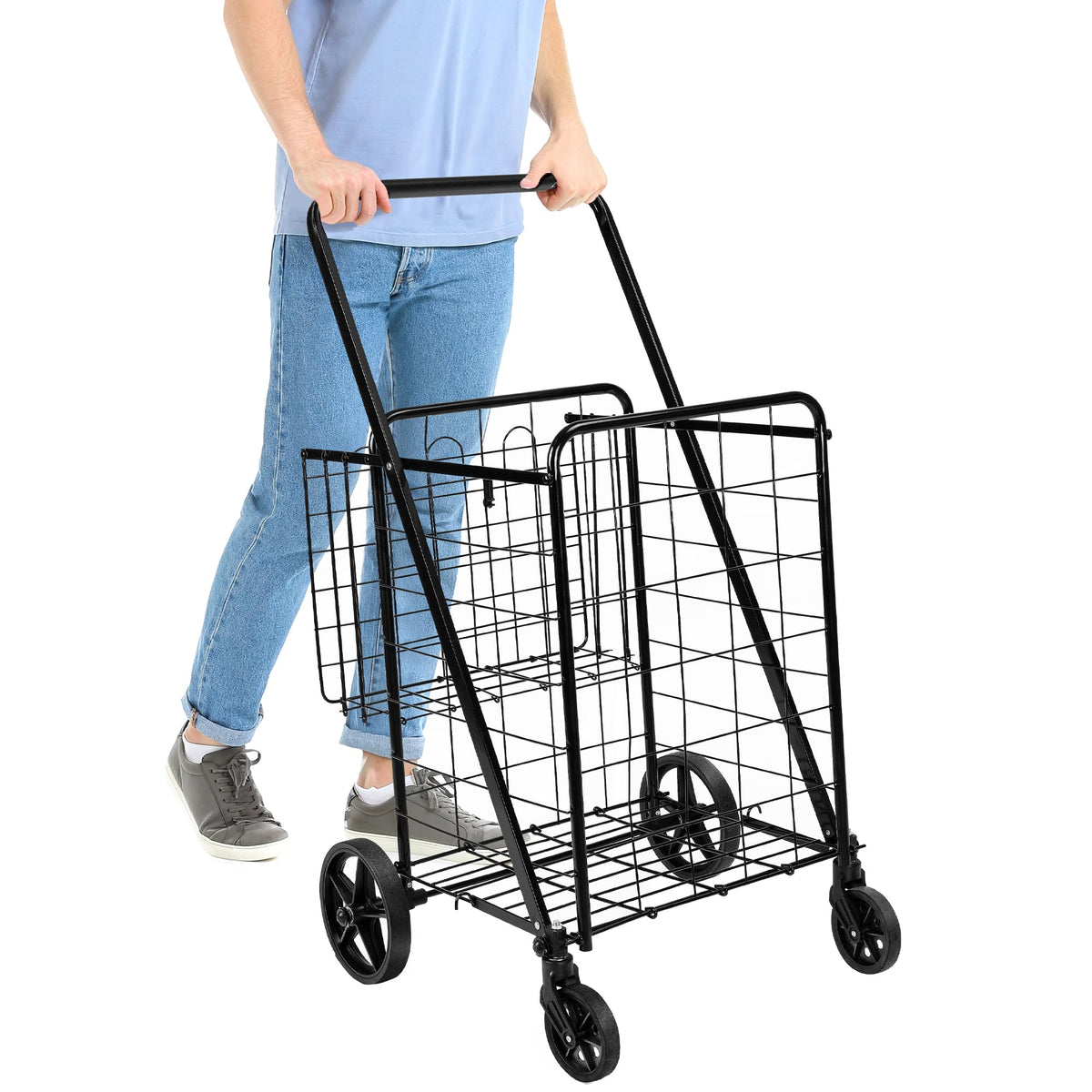 Foldable Utility Cart with 360-Degree Wheels, X-Large, Black M45545