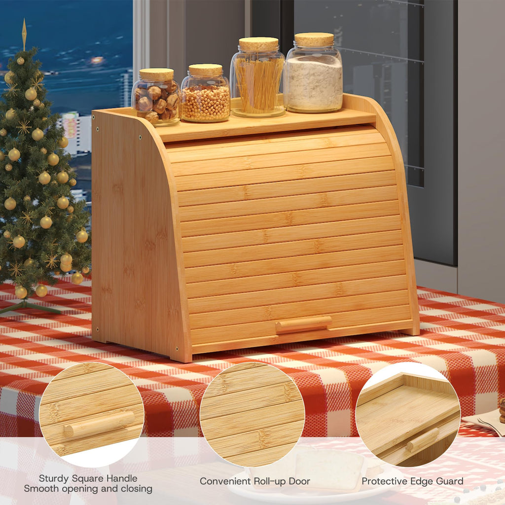 Large Bamboo Wood Bread Box L39073