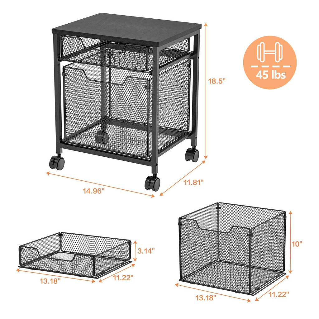 Rolling File Cabinet Cart with Storage Drawer and Lockable Wheels Z265