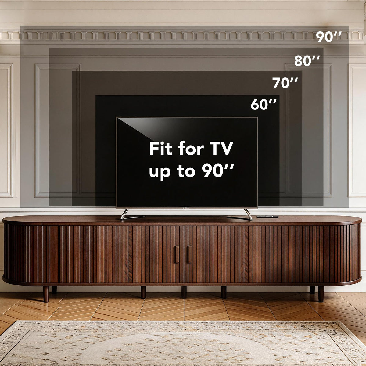 80" TV Stand with Sliding Doors and Power Outlet H90860
