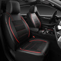 Black Red Faux Leather Front Seat Covers T603