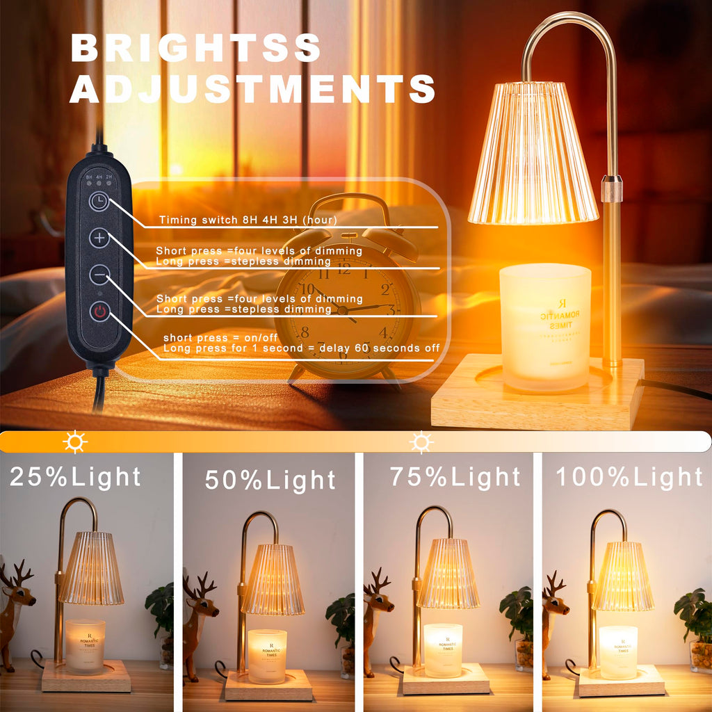 Adjustable Dimmable Electric Candle Warmer Lamp with Timer R8032