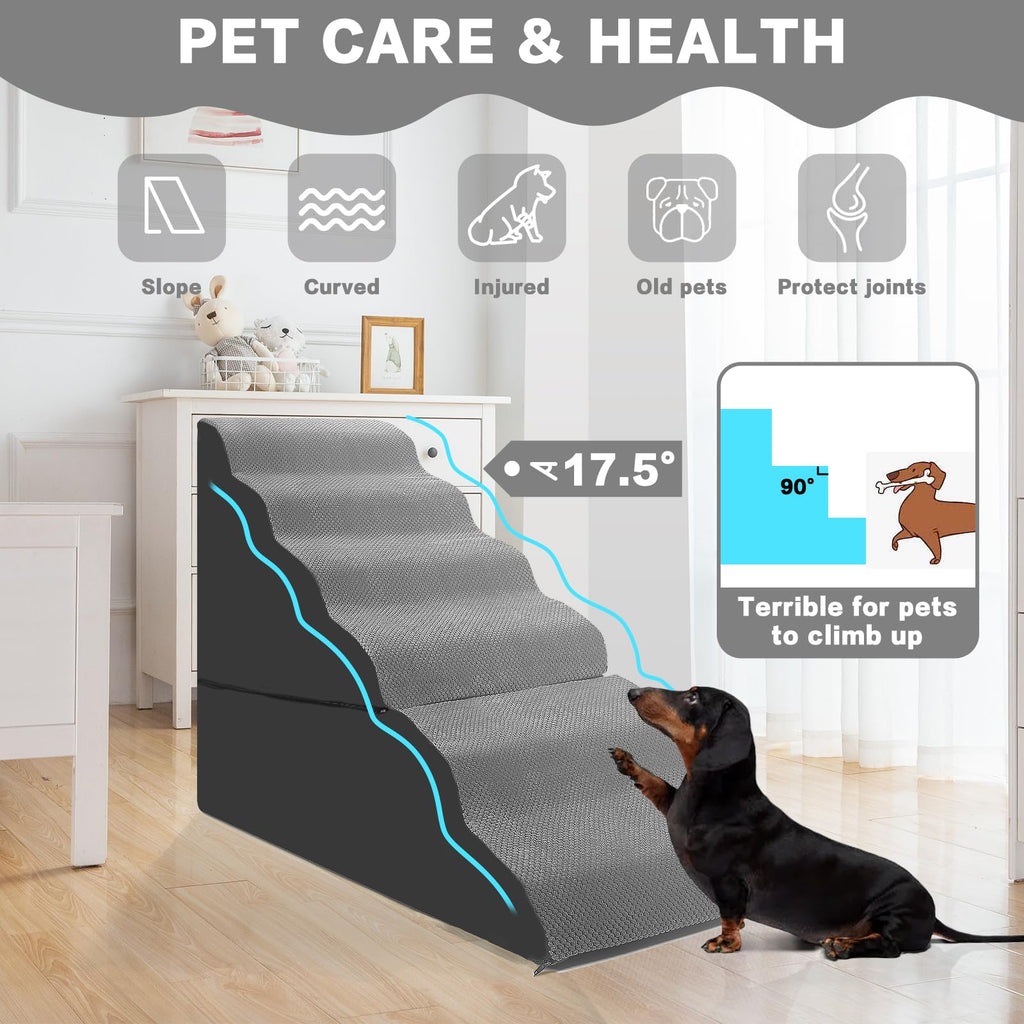 6-Step Grey Foam Dog Stairs L872950