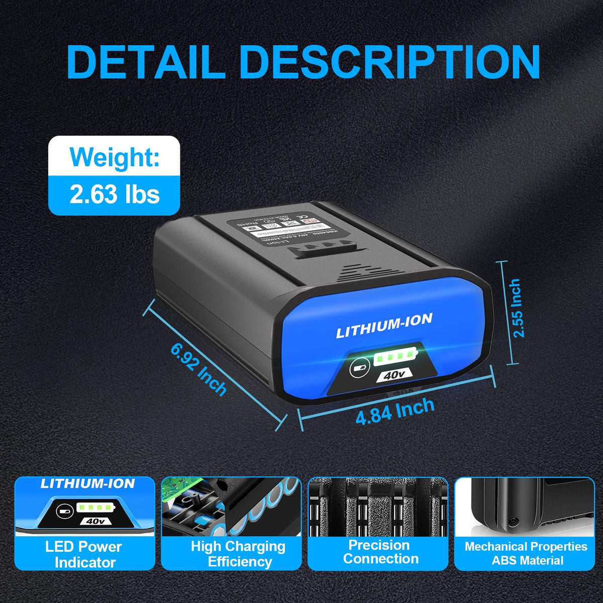 40V 6.0Ah Lithium-Ion Battery T7047