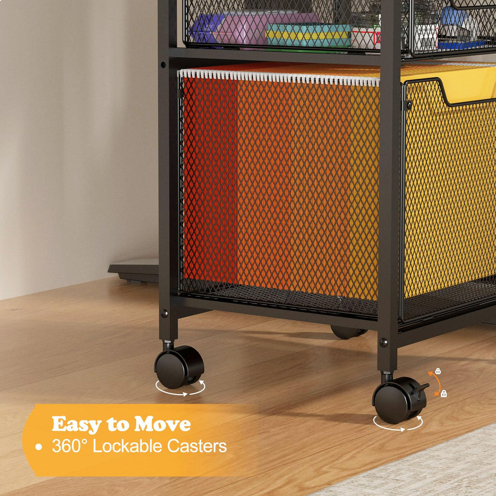 Rolling File Cabinet Cart with Storage Drawer and Lockable Wheels Z265