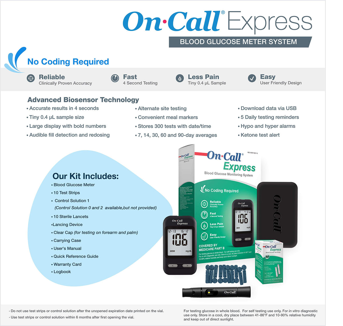 Diabetes Blood Glucose Meter Kit L45609