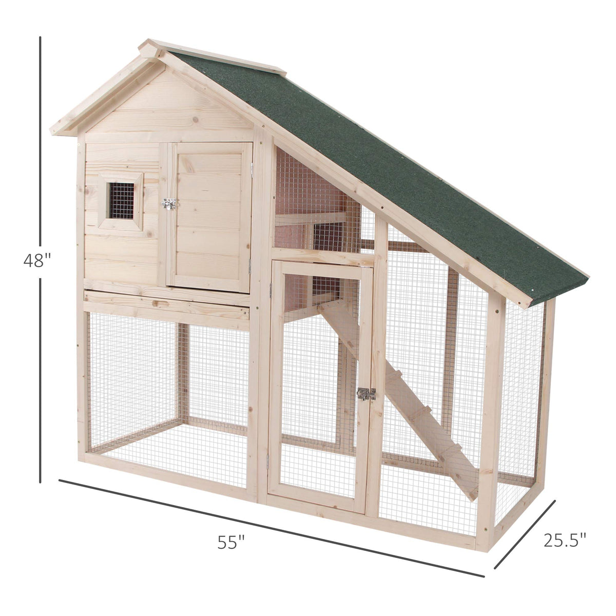 55" 2-Tier Wooden Rabbit Hutch with Ramp U96248