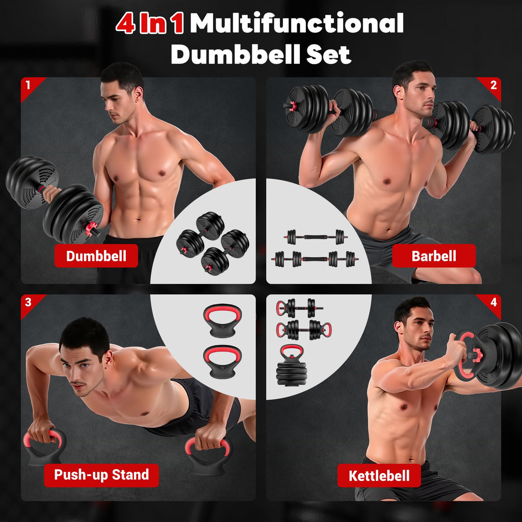 Adjustable Dumbbells Free Weight Set 4 in 1 T15094