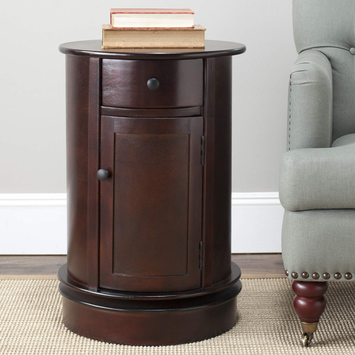 26" Dark Cherry Swivel Storage Accent Table M76606