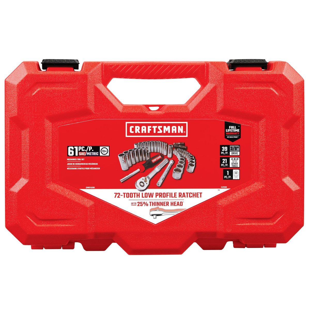 Mechanics Tool Set, 3/8 Inch Drive, 61 Piece P799