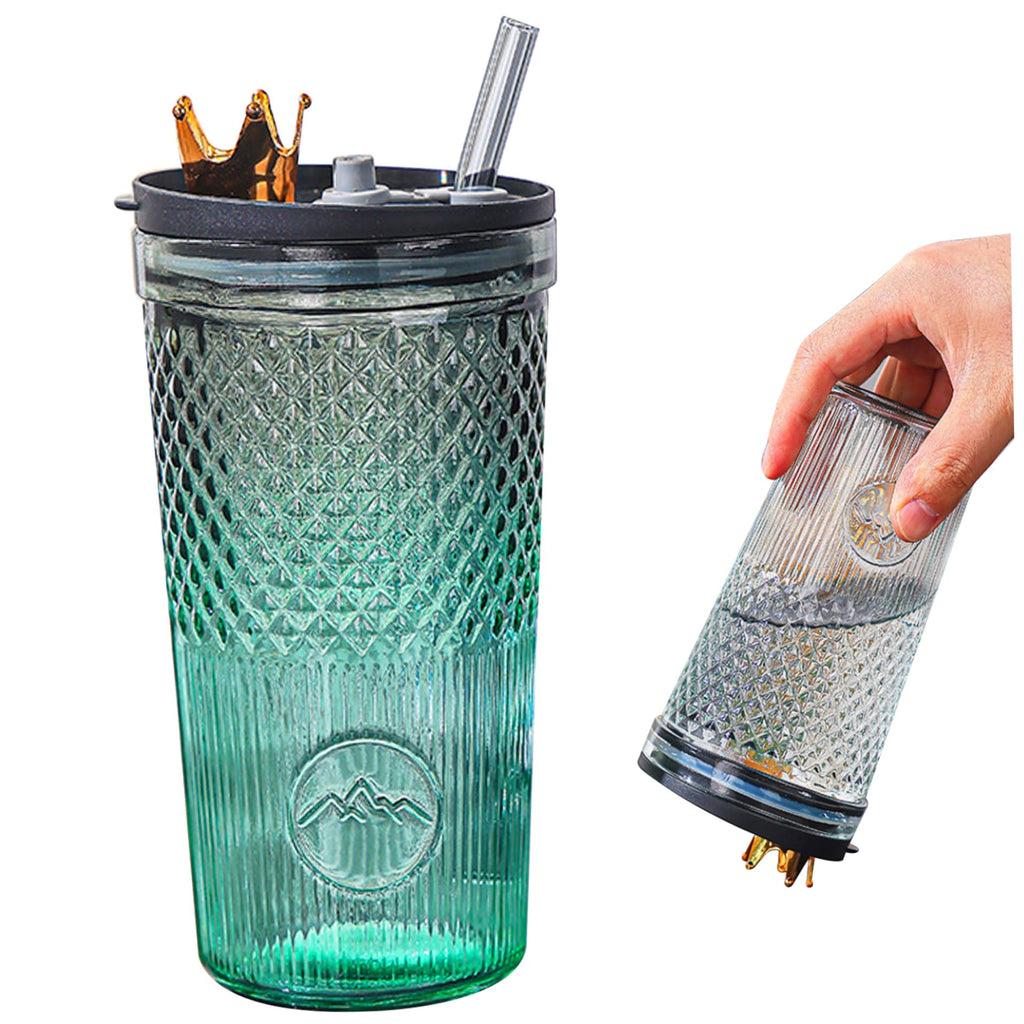 20Oz Glass Tumbler with Straw and Lid L16487