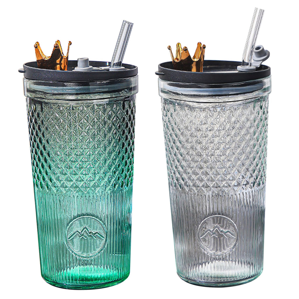 20Oz Glass Tumbler with Straw and Lid L16487