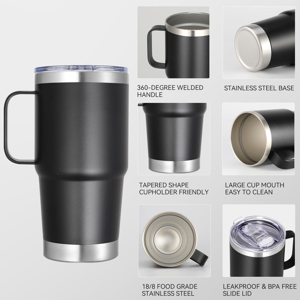 20 oz Stainless Steel Insulated Tumbler with Handle Lid and Straw M872