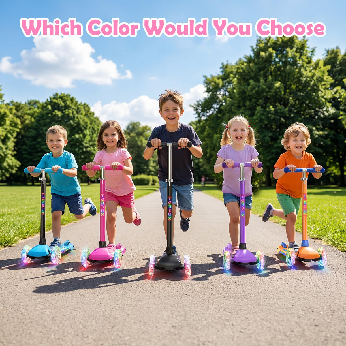 3-Wheel Kids Scooter with Light-Up Deck and Wheels Z894