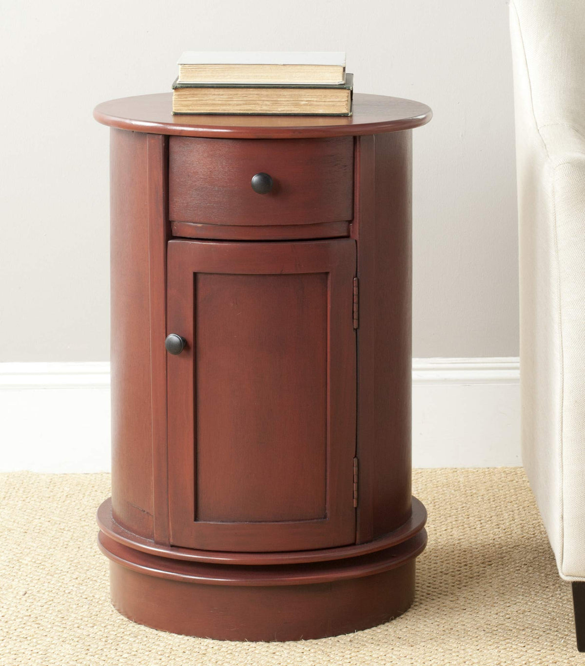 26" Dark Cherry Swivel Storage Accent Table M76606