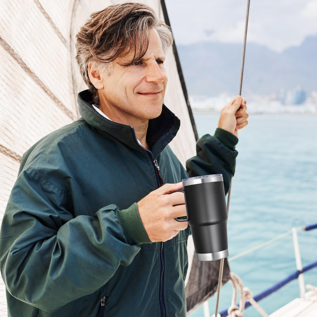 20 oz Stainless Steel Insulated Tumbler with Handle Lid and Straw M872